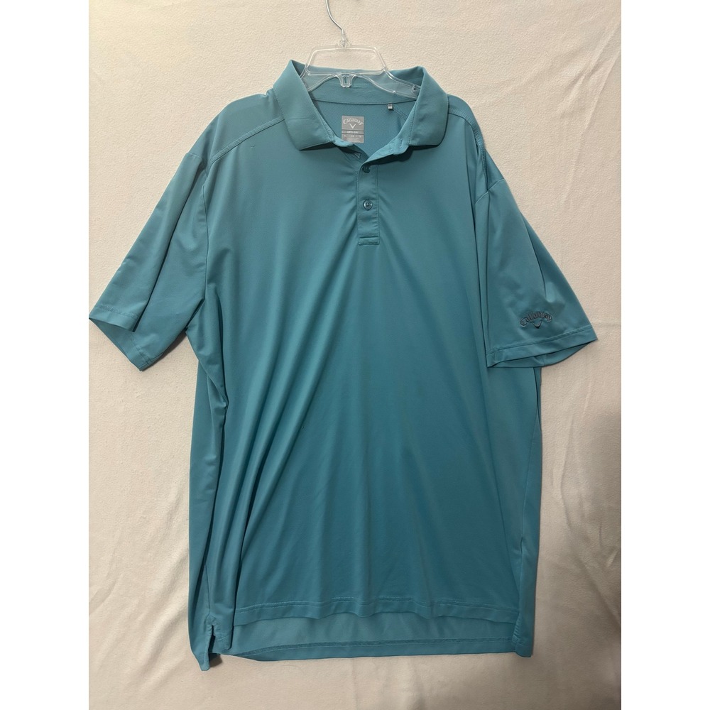 Callaway Opti-Dri Mens XL Teal Blue Short Sleeve Golf Polo Shirt Performance